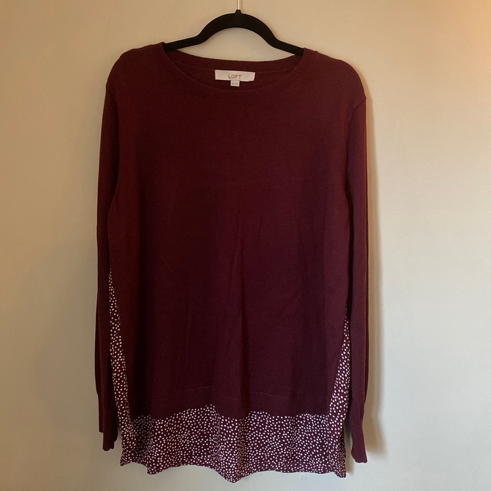 Ann Taylor Loft maroon polka dot sweater